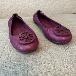 Tory Burch Reva Leather Ballet Flats in Purple Size 7
